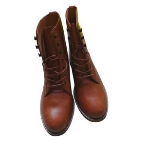 Madewell Brown Leather Lace-Up Combat Ankle Boots Women’s Size 10 Minimalist